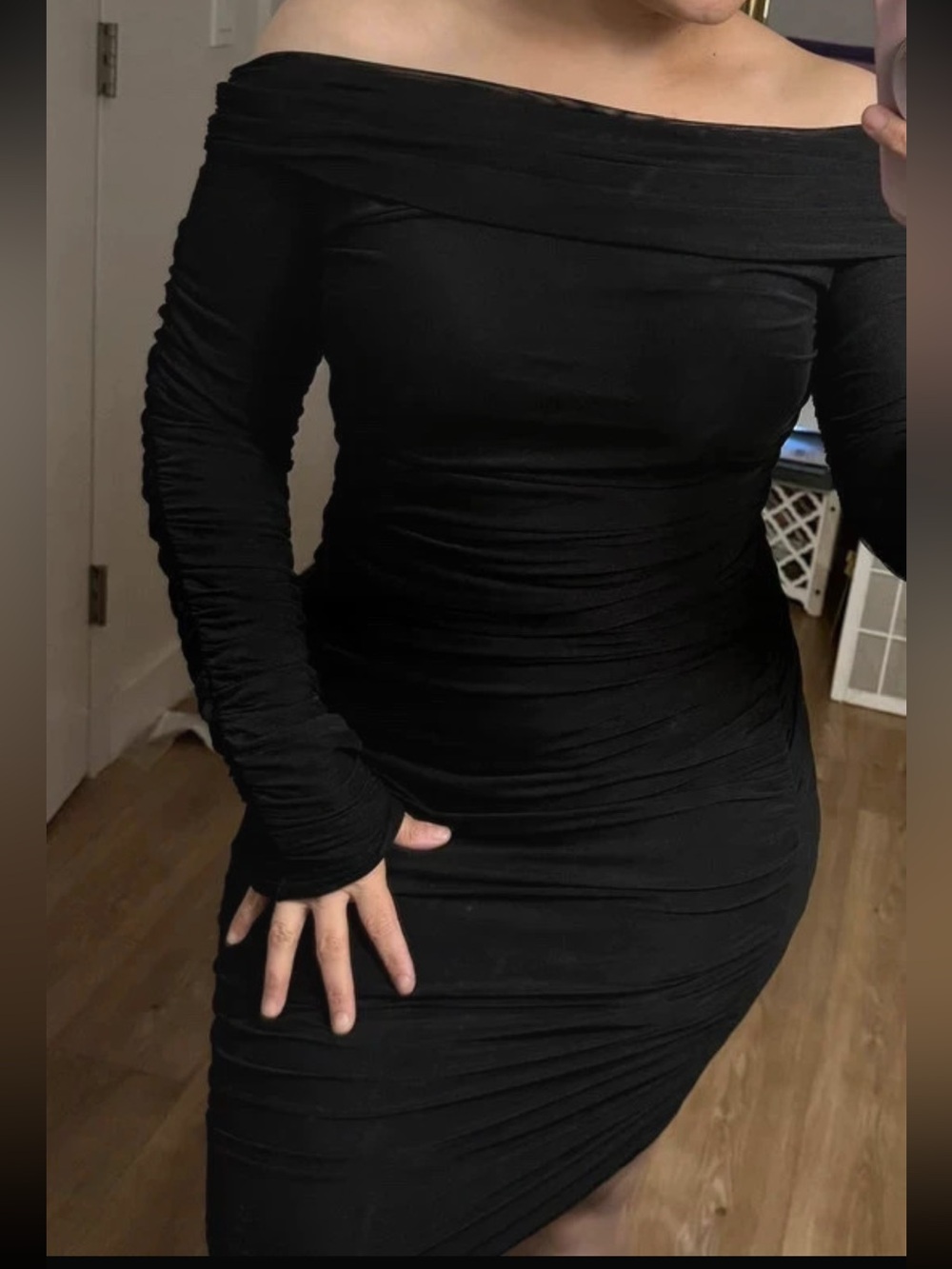 Brand new black ruched dress